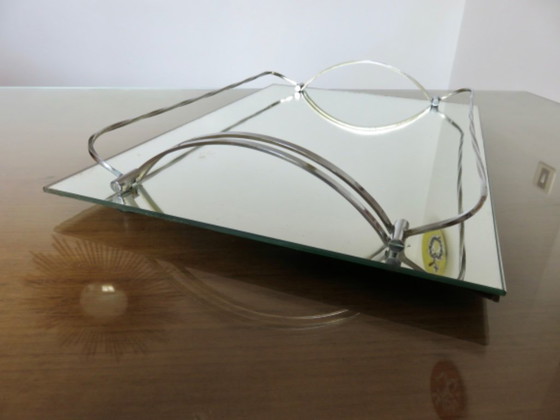 Image 1 of Antique French chrome-plated brass mirror tray, Art Deco style, 1920s-30s