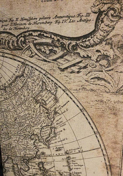 Vierdelig kamerscherm – Historische wereldkaart uit 1746 (erfgenamen van Homann)