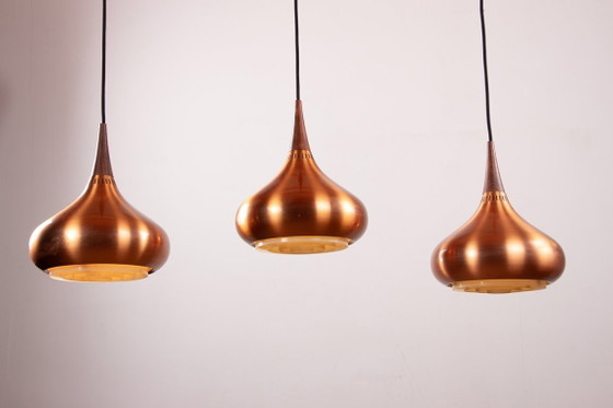 Image 1 of Grande triple suspension Danoise en métal et Palissandre, édition ancienne, modèle Orient, par Jo Hammerborg pour Fog & Mørup 19