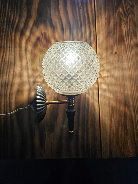 Image 1 of Vintage Wall Lamp with Crystal Glass