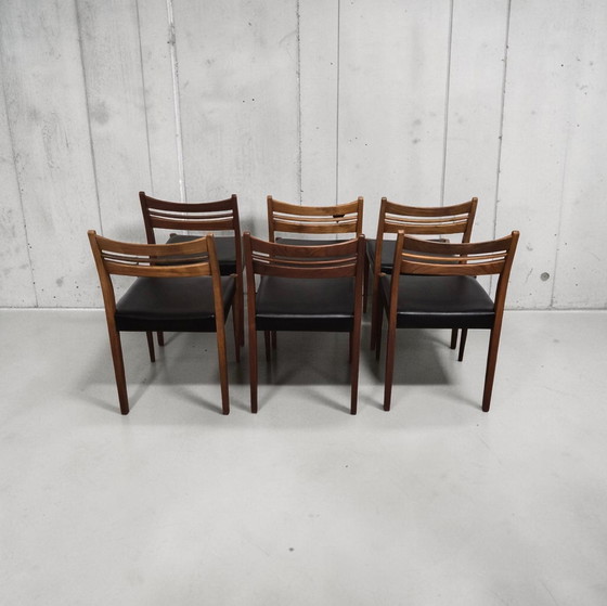 Image 1 of Set van 6 teakhouten eetkamerstoelen uit het midden van de 20e eeuw, model Habeo, Deens design uit de jaren 60.