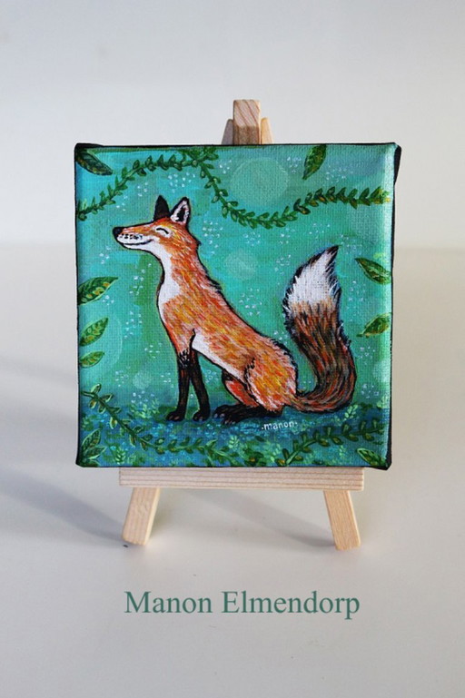 Unique Hand-Painted Small Painting with Donkey: Fox