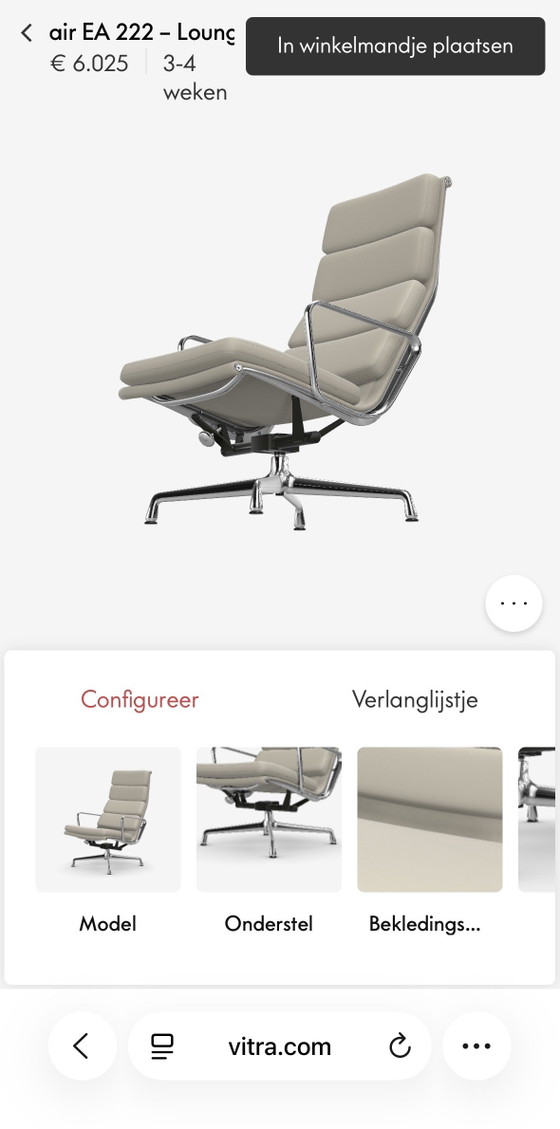 Fauteuil lounge Vitra Eames EA 222 chromé, entièrement recouvert de cuir à l'avant et à l'arrière (photo 12 of 12)