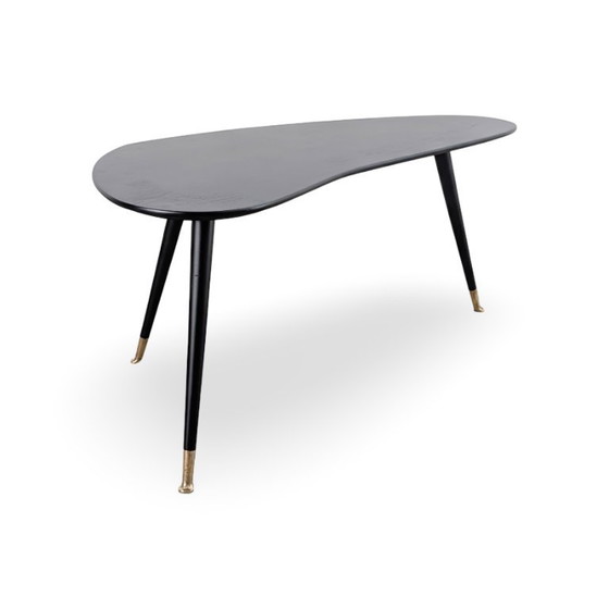 Original Midcentury Vintage Kidney Coffee Table black mcm – Wood (photo 3 of 8)