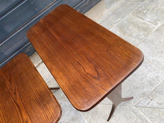 Image 1 of Set of 3 nesting tables by Raphaël Raffel Raphael Scandinavian style vintage 60s 1960