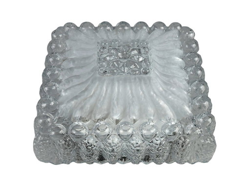 60er 70er Jahre Deckenlampe Leuchte Plafoniere Flush Mount Glas German Design