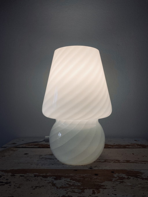 Vintage Swirl Murano Mushroom Table Lamp, 1970s