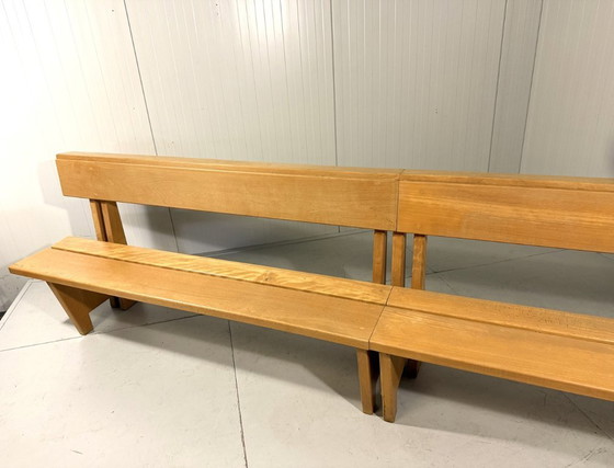 Image 1 of XL Modernist solid beech wood bench 1960s