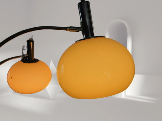 Image 1 of Dijkstra - Zeldzaam model - Space Age Design / MCM Vloerlamp met twee kappen