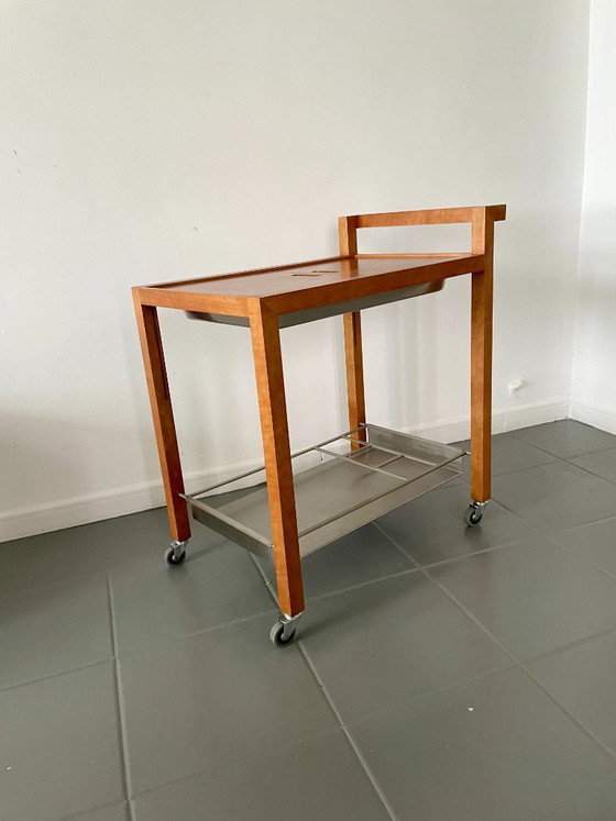 Image 1 of Chariot de bar vintage au design scandinave avec glacière intégrée en métal