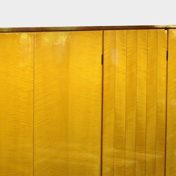 Image 1 of Large vintage design wardrobe in flamed maple and teak