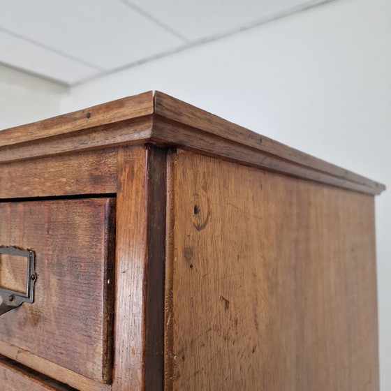 Image 1 of Dutch Industrial Oak Filling Apothecary or Archive Cabinet, Early 20th Century