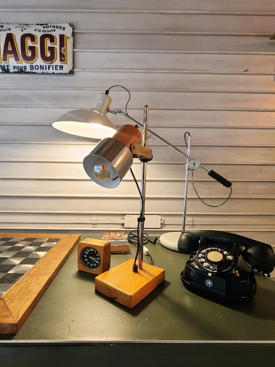 Image 1 of Vintage Italiaanse pin jaren 70 lamp + Kiplé wekker