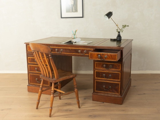 Antique English-Style Desk – Leather, Wood (photo 4 of 12)