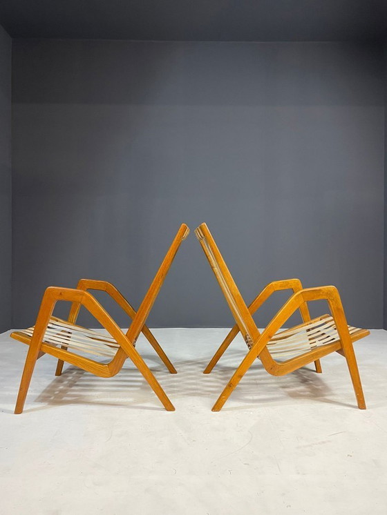 Image 1 of Paar vintage loungestoelen van Jan Vaněk, afneembare kussens, jaren 1940
