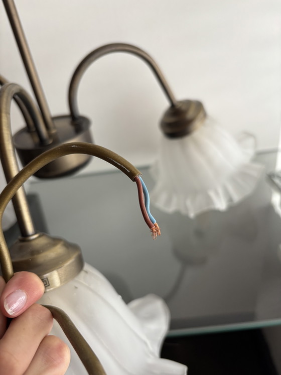 Klassieke luster met glazen tulpvormige melkglas kappen – Kroonluchters, Metal (photo 6 of 6)