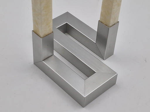 Design candlestick including matching candles marked "Amabient"