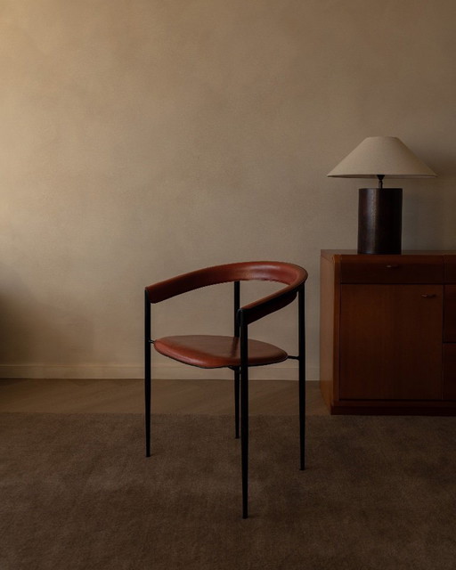 Sedia da pranzo vintage in pelle Arrben Italy, design postmoderno italiano