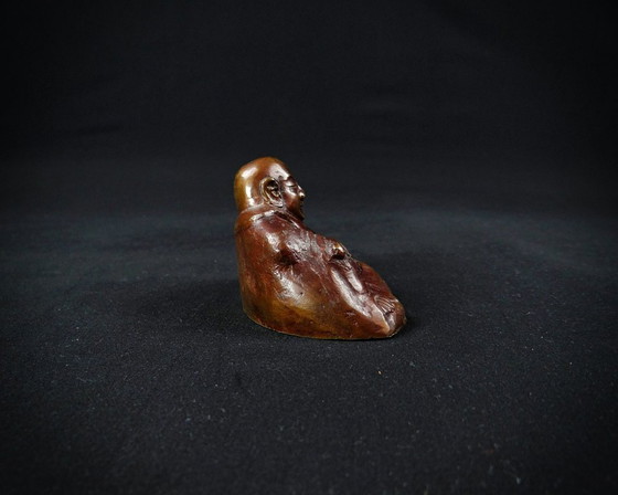Image 1 of Buda de bronce o Budai de la Fortuna Escultura china de finales del siglo XIX Qing
