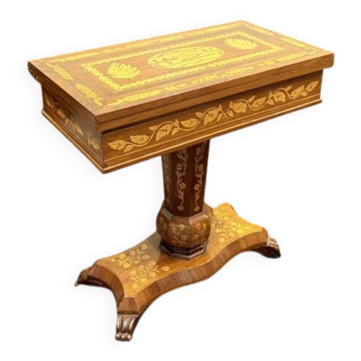 Table de jeu marquetée hollandaise du 19e siècle