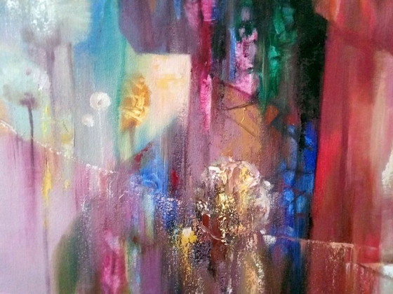 Original Oil Painting Abstract Figurative Girl Flowers Evening Melody – Paintings & Drawings, Canvas (photo 8 of 13)