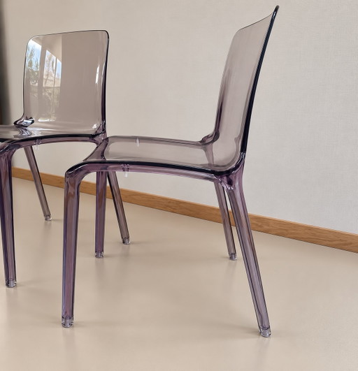 Set of 4 lilac plexiglass Casprini chairs, model Tiffany
