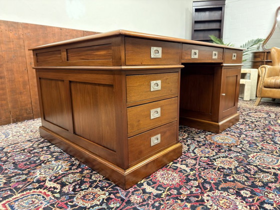 Grande Scrivania Chesterfield Inglese Classica Partner Desk – Scrivanie, Leather, Metal (photo 5 of 20)
