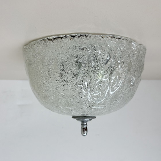 Image 1 of Vintage matglazen plafondlamp , jaren 1970