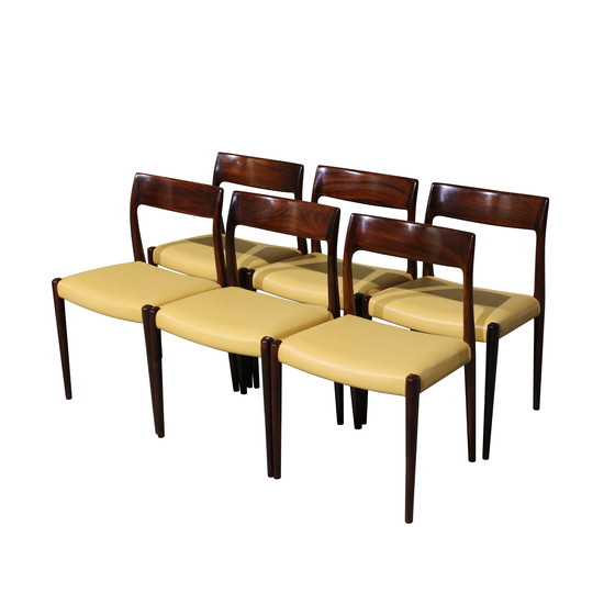 Image 1 of Palissander Model 77 Eetkamerstoelen door Niels O. Moller, 1960, set van 6