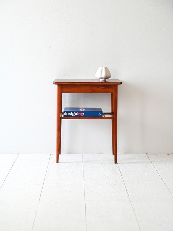 Image 1 of 1950s Scandinavian Teak Bedside Table with Shelf