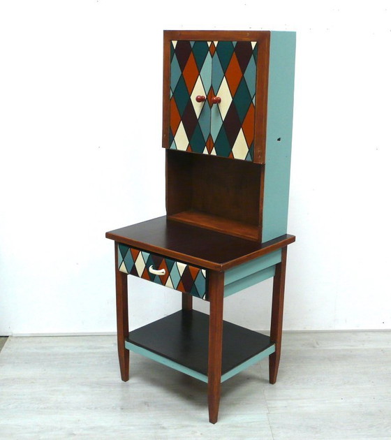 Image 1 of Keukenkast, koffiebar, huisbar, kruidenkast, uniek stuk, shabby antieke stijl, landelijke huisstijl