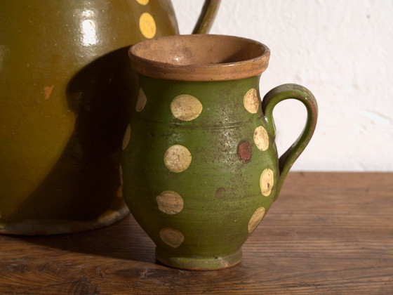 Pair of Vintage Glazed Ceramic Jugs, Central Europe, circa 1930, Crockery, Red (photo 3 of 10)