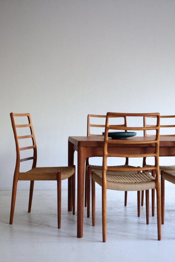Set di 6 Sedie da pranzo vintage modello 82 papercord, Niels Otto Møller, Legno, Marrone (foto 11 di 12)