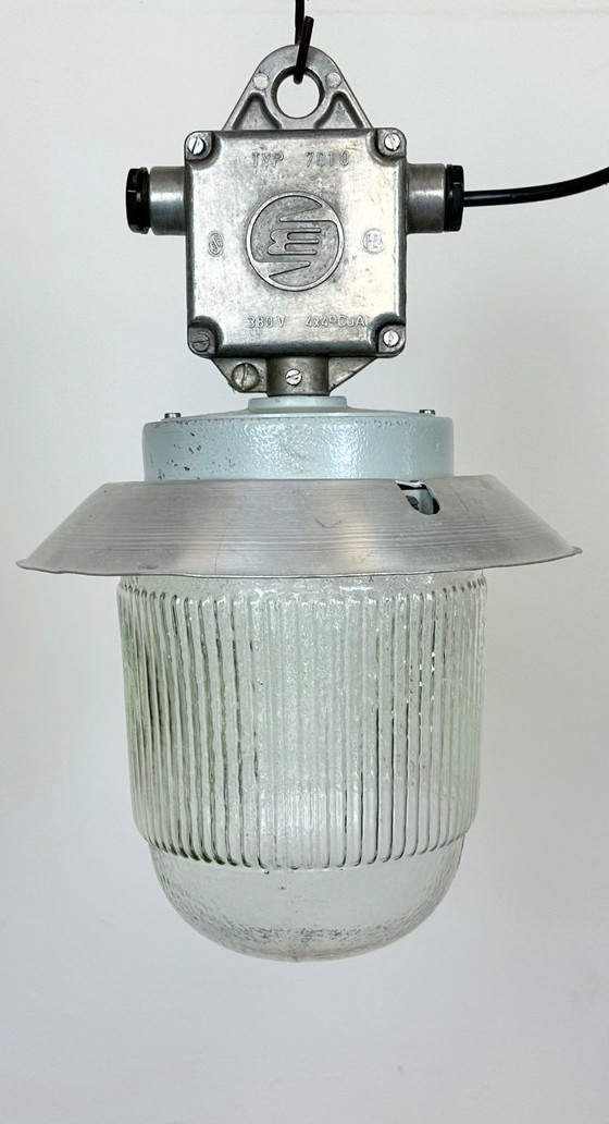 Image 1 of Industrial Aluminium Light with Glass Cover from Elektrosvit, 1970s