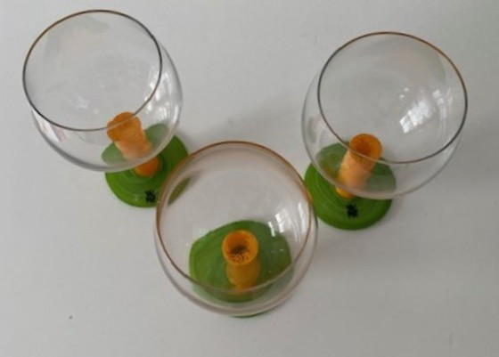 WMF 6 Schitterende Memphis Style Rode Wijnglazen 1980's – Glazen & Karaffen, Glass (photo 8 of 9)