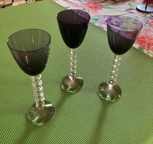 Wine glasses Baccarat Vega 10 glasses yellow red purple green each with box