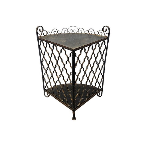 Vintage metalen hoek étagère, midden 20e eeuw