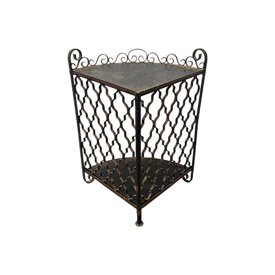 Image 1 of Vintage metalen hoek étagère, midden 20e eeuw