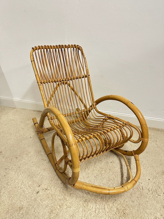 Image 1 of Bambus Rattan Schaukelstuhl