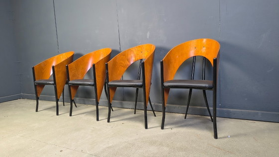 Image 1 of Sillas de comedor españolas posmodernas, años 80 - juego de 4