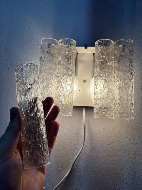 Image 1 of Vintage Doria Leuchten wall lamp ice glass tubes 1960s