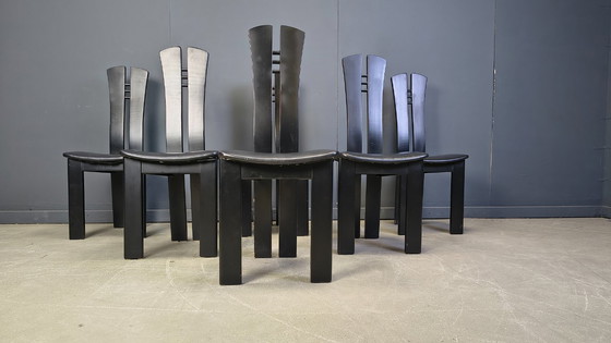 Image 1 of Sedie da pranzo in legno in stile postmoderno, anni '80 - set di 6