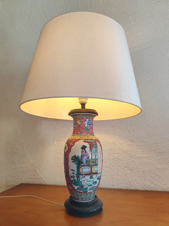 Image 1 of Vintage Asian Ceramic Table Lamp | Famille Rose | 65 cm