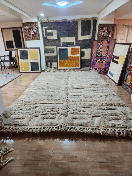 Marokkaans Berber vloerkleed van crèmekleurige wol 300 x 200 cm – Geometrische patronen (photo 5 of 6)