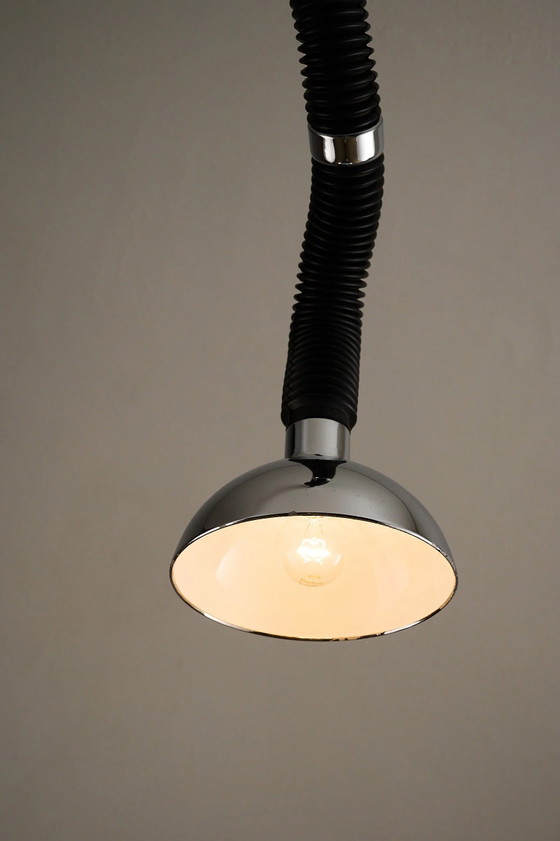 Lampada a Sospensione Space Age Regolabile Cromo e Nera, Plafoniere, Metallo, Nero (foto 7 di 11)