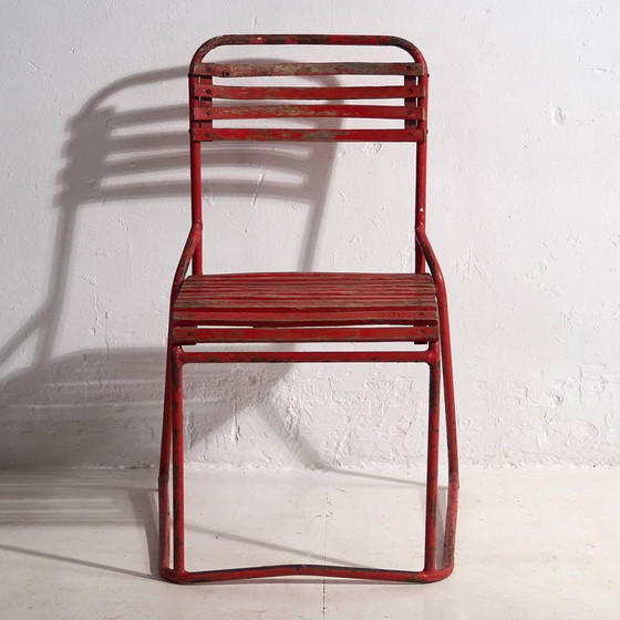 Sedie da giardino rosse antiche (c.1920). Set di 4 pezzi #37 – Wood, Iron (photo 30 of 40)