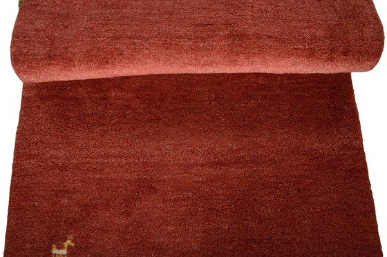 Image 1 of Handgeknüpfter Gabbeh Loribaft - Rot - 142 x 73 cm