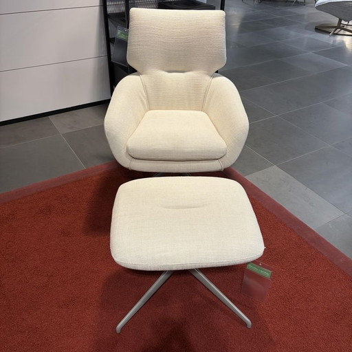Leolux Llyod fauteuil met poef Egret