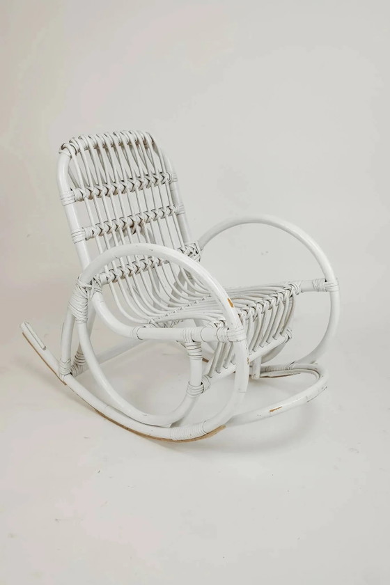 Vintage rocking chair for children in rattan/bamboo. – Stools, Wicker (photo 6 of 6)