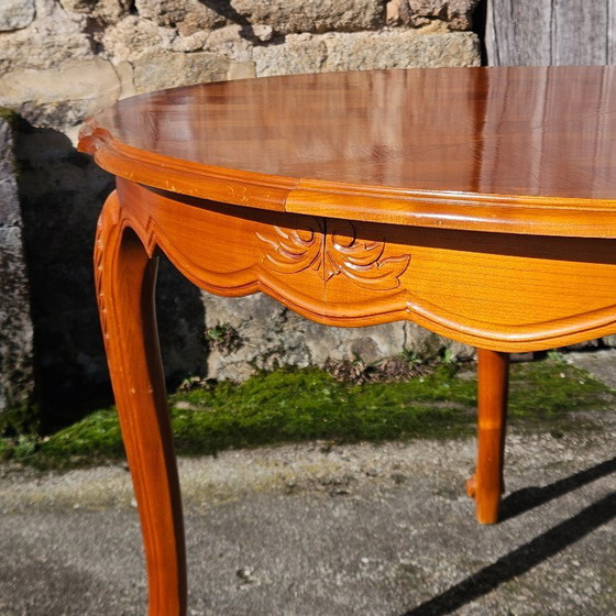 Image 1 of French Vintage Marqueterie Dining Table-extandable Cherrywood Table -Style Louis XV-80s